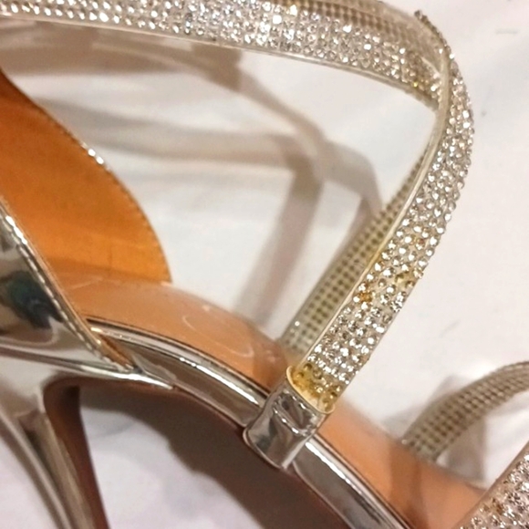 Jessica Simpson Rhinestone Silver Heels Strappy Formal Sandals size 6 5 - Picture 12 of 13